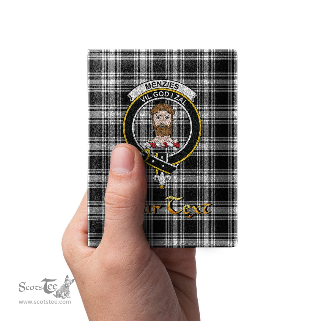 Scottish Menzies Black White Modern Clan Crest Tartan Mens Leather Wallet Tartan Wallet