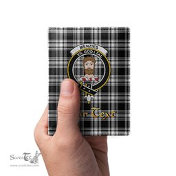 Scottish Menzies Black White Modern Clan Crest Tartan Mens Leather Wallet Tartan Wallet