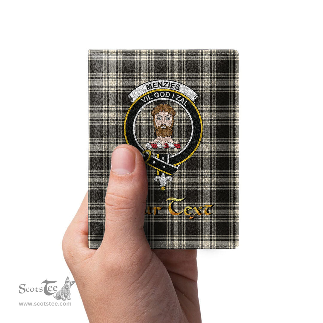 Scottish Menzies Black White Ancient Clan Crest Tartan Mens Leather Wallet Tartan Wallet