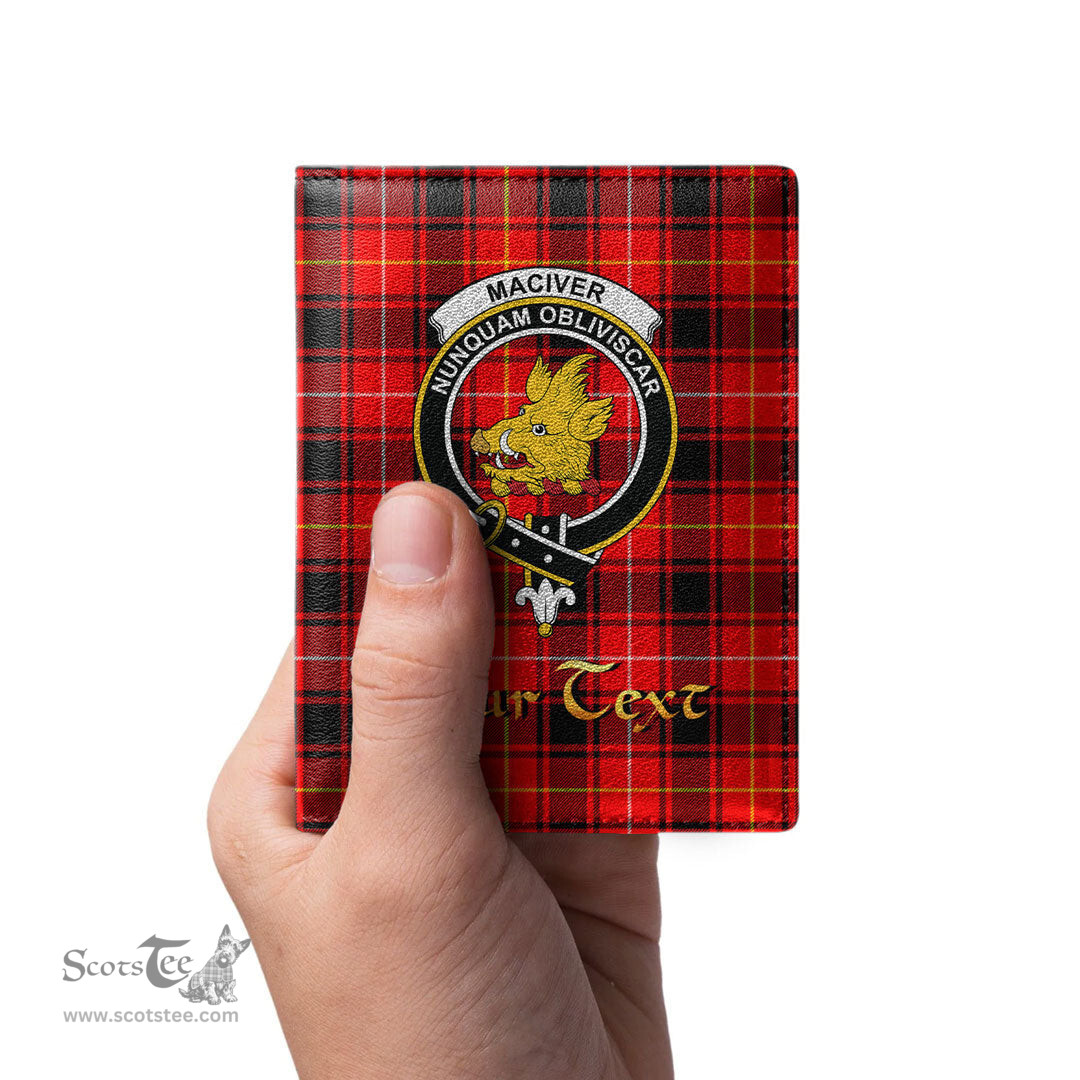 Scottish MacIver Modern Clan Crest Tartan Mens Leather Wallet Tartan Wallet