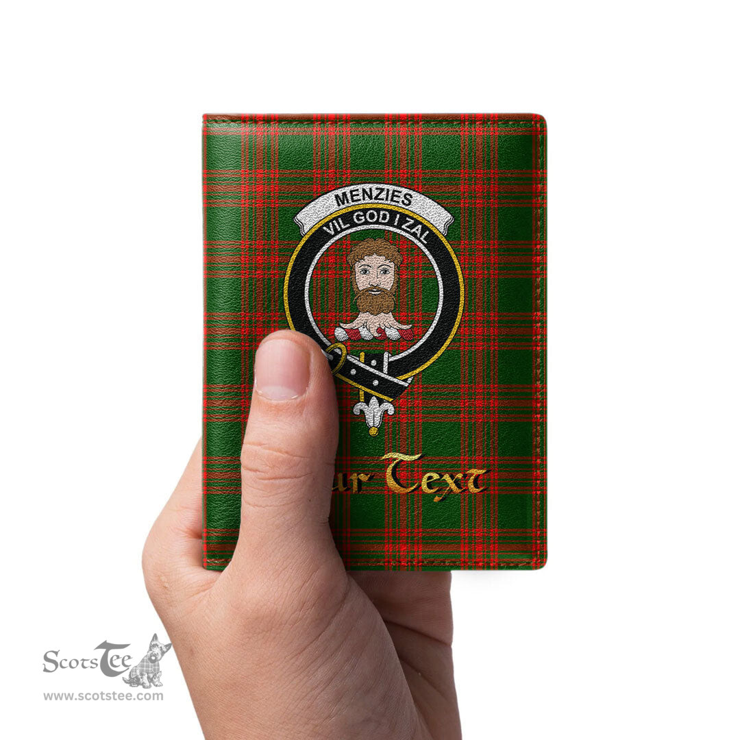 Scottish Menzies Green Modern Clan Crest Tartan Mens Leather Wallet Tartan Wallet