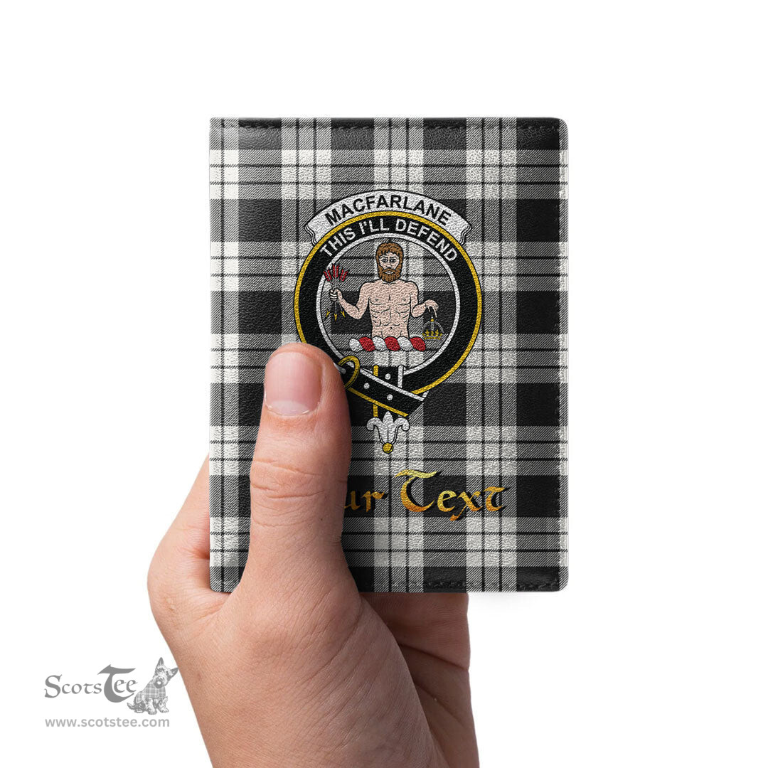 Scottish MacFarlane Black White Ancient Clan Crest Tartan Mens Leather Wallet Tartan Wallet