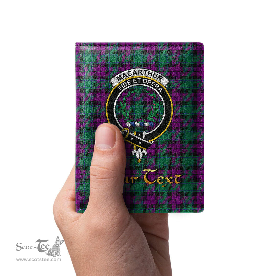 Scottish MacArthur Milton Clan Crest Tartan Mens Leather Wallet Tartan Wallet