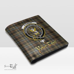 Scottish Stewart Hunting Weathered Clan Crest Tartan Mens Leather Wallet Tartan Wallet