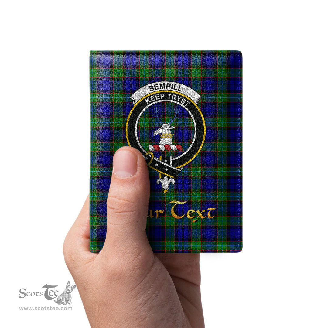 Scottish Sempill Modern Clan Crest Tartan Mens Leather Wallet Tartan Wallet