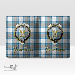 Scottish Stewart Muted Blue Clan Crest Tartan Mens Leather Wallet Tartan Wallet