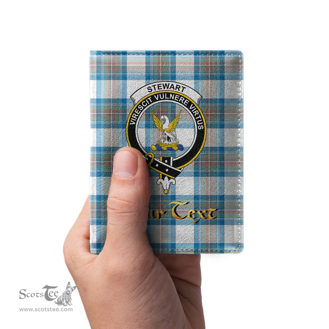 Scottish Stewart Muted Blue Clan Crest Tartan Mens Leather Wallet Tartan Wallet