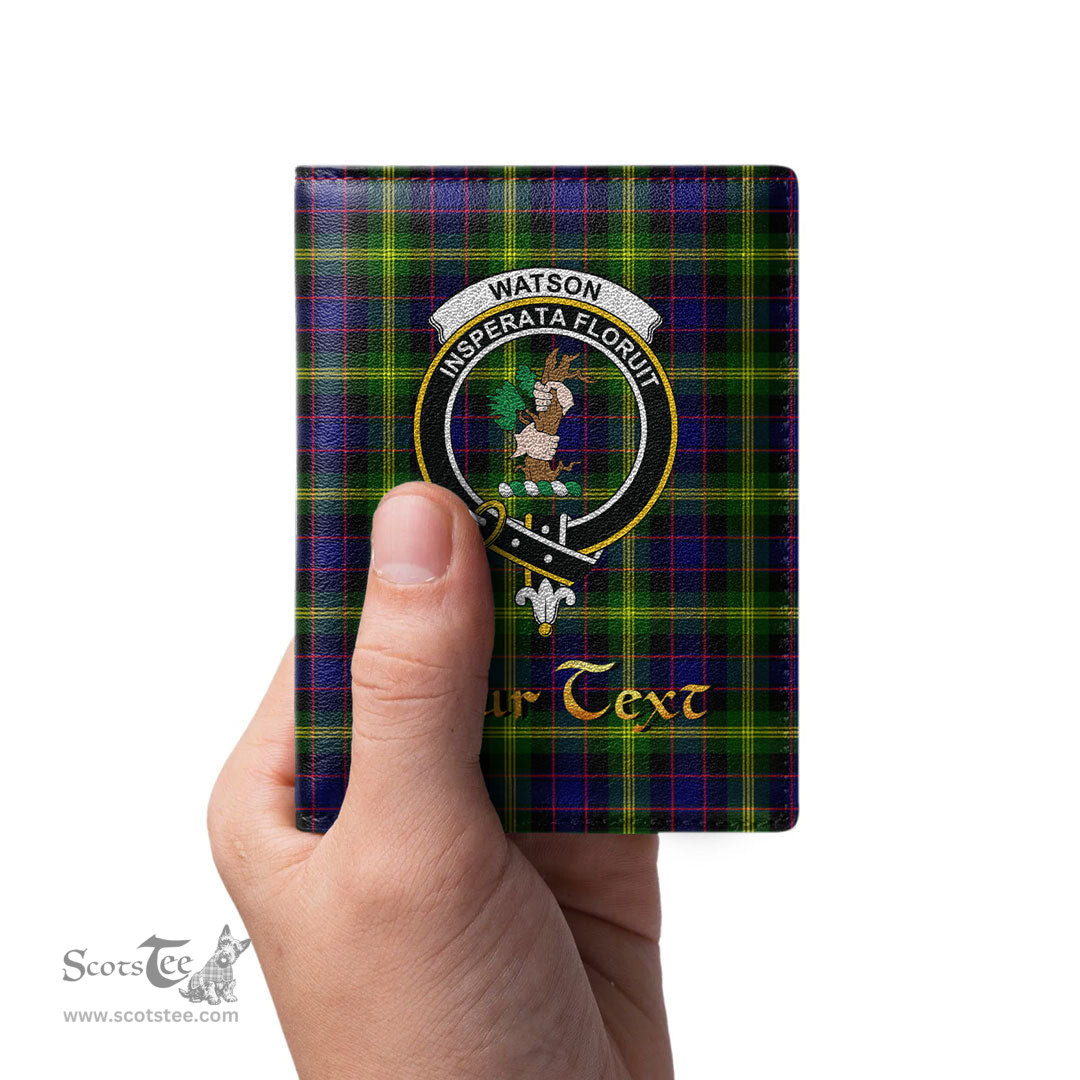 Scottish Watson Modern Clan Crest Tartan Mens Leather Wallet Tartan Wallet