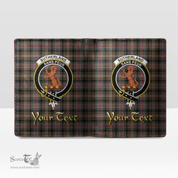 Scottish Sutherland Weathered Clan Crest Tartan Mens Leather Wallet Tartan Wallet