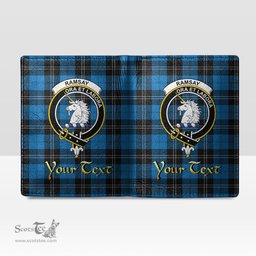 Scottish Ramsay Blue Ancient Clan Crest Tartan Mens Leather Wallet Tartan Wallet