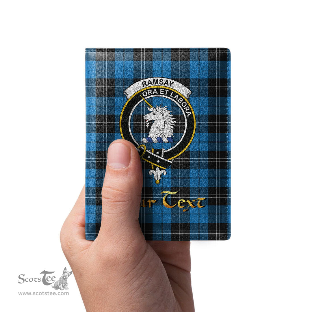 Scottish Ramsay Blue Ancient Clan Crest Tartan Mens Leather Wallet Tartan Wallet