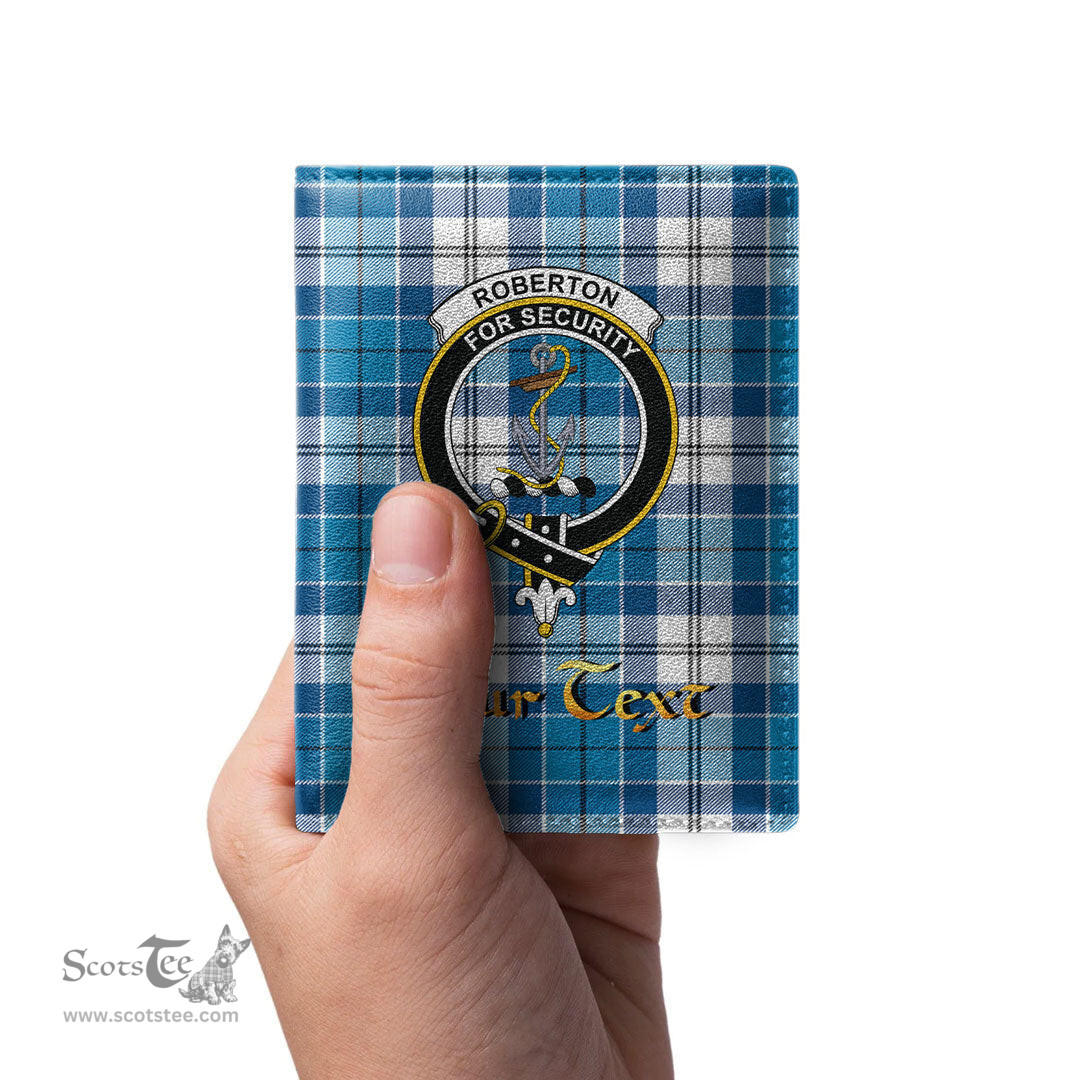 Scottish Roberton Clan Crest Tartan Mens Leather Wallet Tartan Wallet