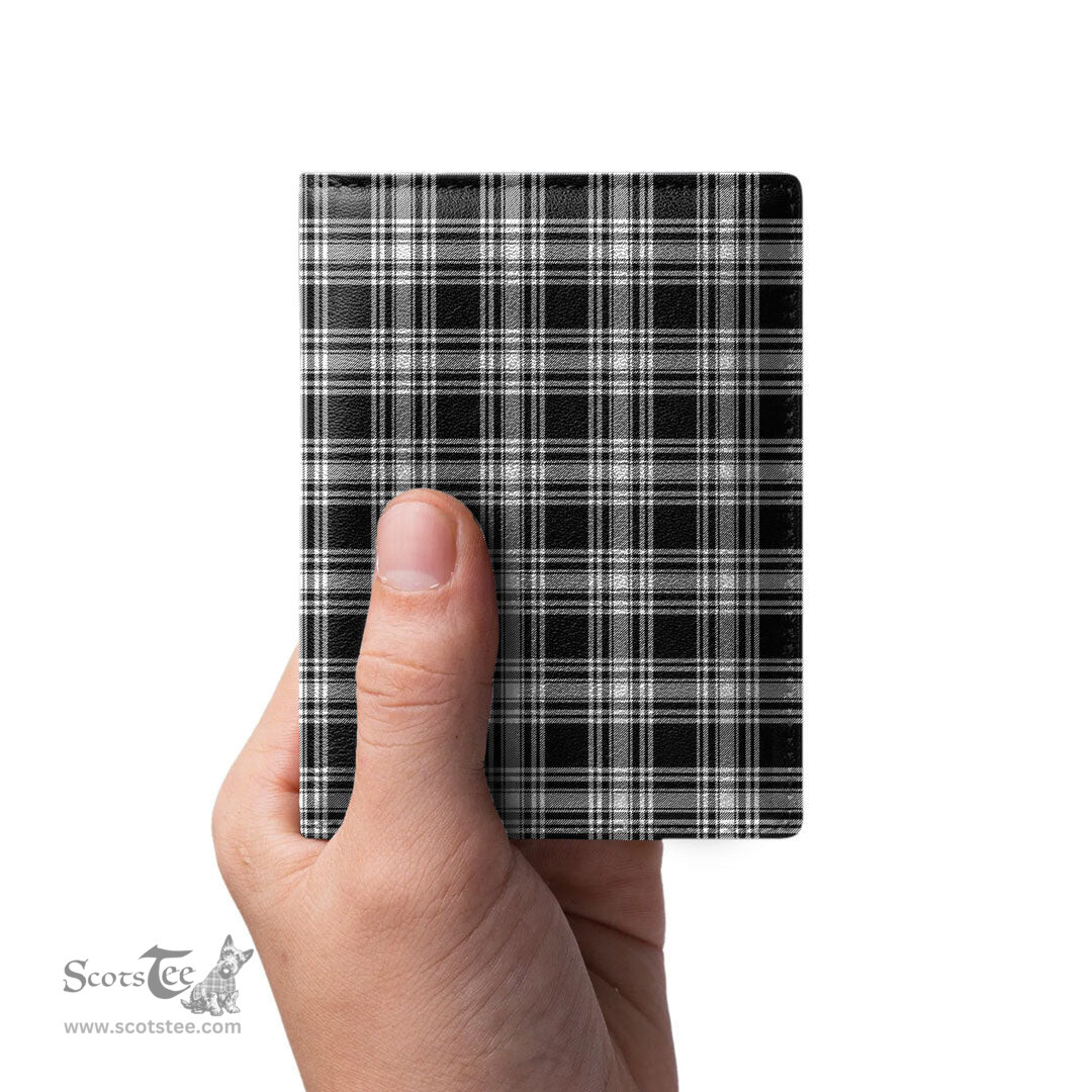 Scottish Menzies Black White Modern Clan Tartan Mens Leather Wallet Tartan Wallet