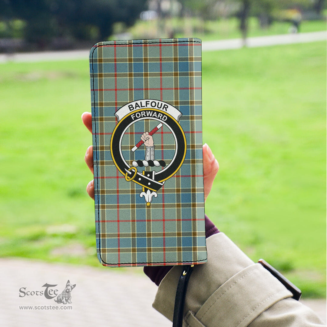 Scottish Balfour Blue Clan Crest Tartan Clutch Purse