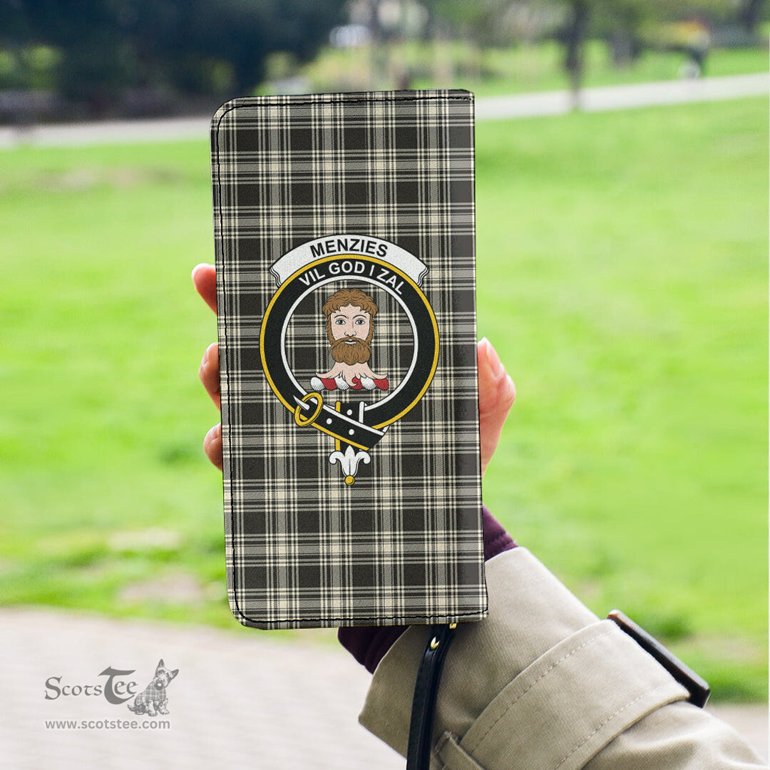 Scottish Menzies Black White Ancient Clan Crest Tartan Clutch Purse