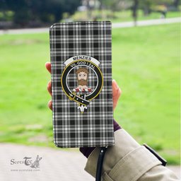 Scottish Menzies Black White Modern Clan Crest Tartan Clutch Purse