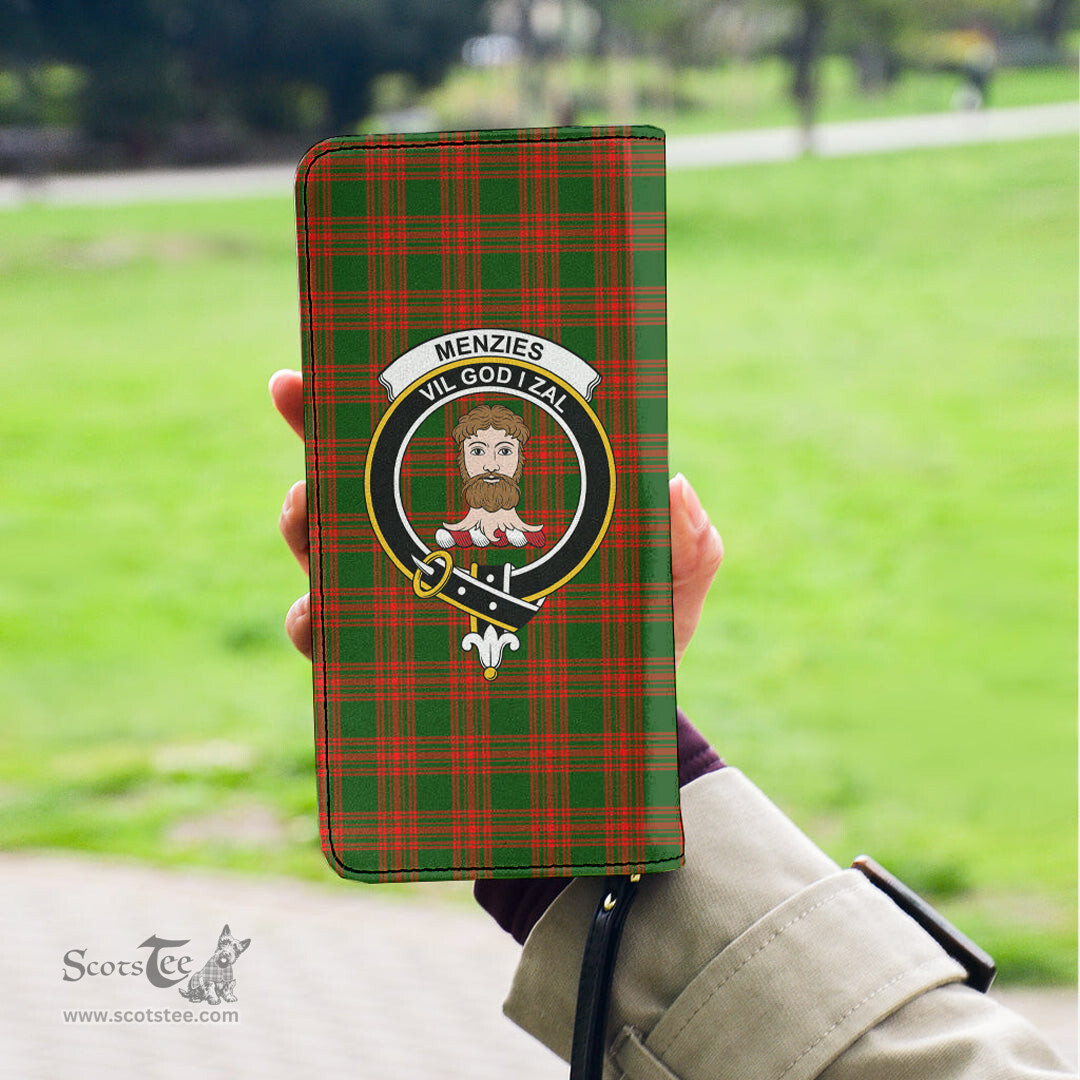 Scottish Menzies Green Modern Clan Crest Tartan Clutch Purse