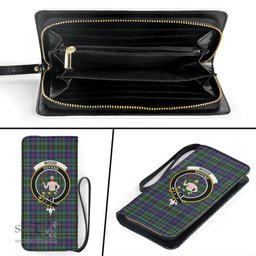 Scottish Wood Modern Clan Crest Tartan Clutch Purse