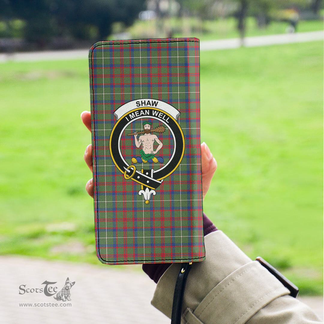 Scottish Shaw Green Modern Clan Crest Tartan Clutch Purse
