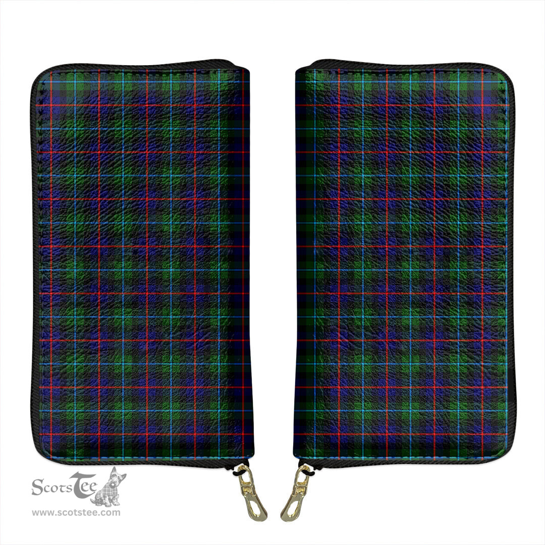 Scottish Campbell of Cawdor Modern Clan Tartan Leather Clutch Purse