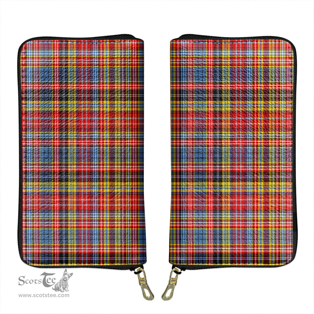 Scottish Drummond of Strathallan Clan Tartan Leather Clutch Purse