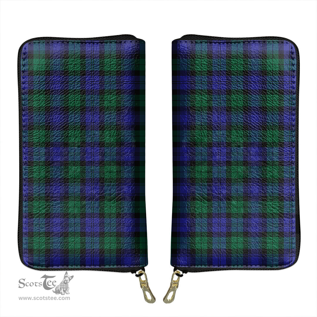 Scottish Blackwatch Modern Clan Tartan Leather Clutch Purse