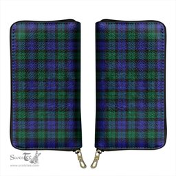 Scottish Blackwatch Modern Clan Tartan Leather Clutch Purse