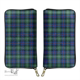 Scottish Davidson of Tulloch  Clan Tartan Leather Clutch Purse