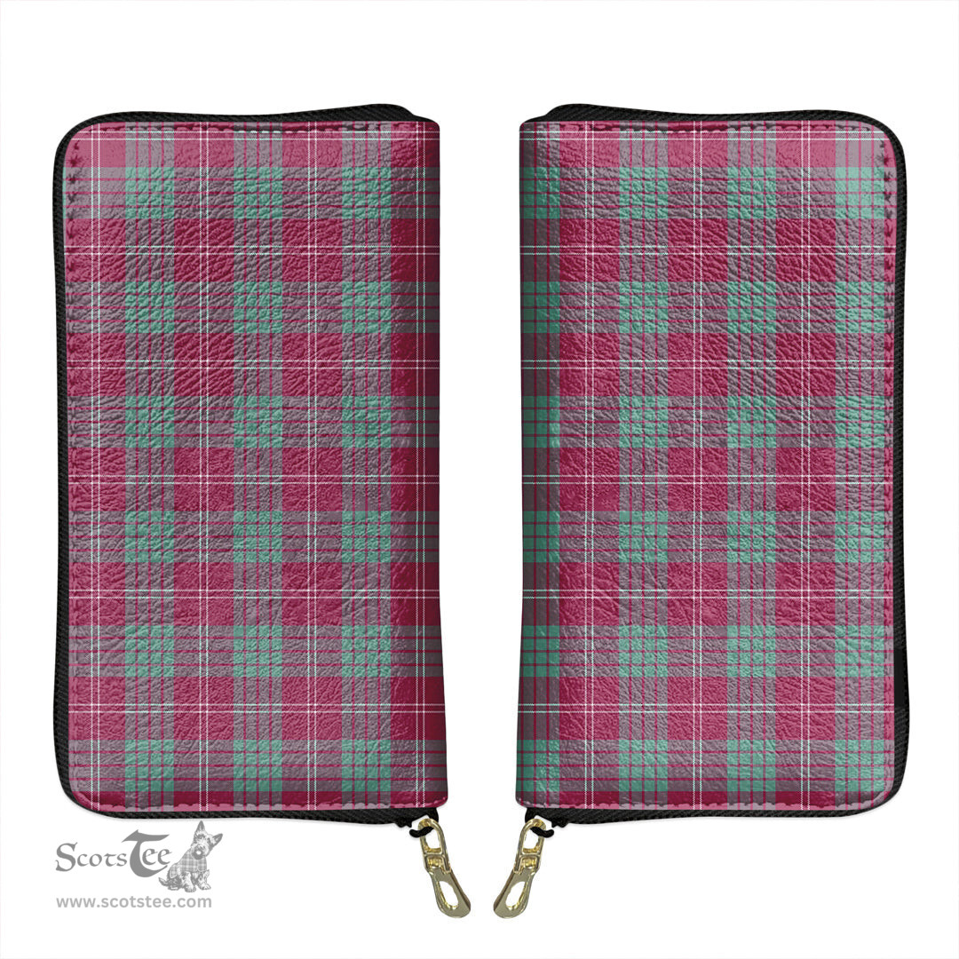 Scottish Crawford Ancient Clan Tartan Leather Clutch Purse