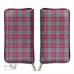 Scottish Crawford Ancient Clan Tartan Leather Clutch Purse