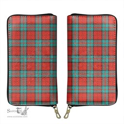 Scottish Dunbar Ancient Clan Tartan Leather Clutch Purse