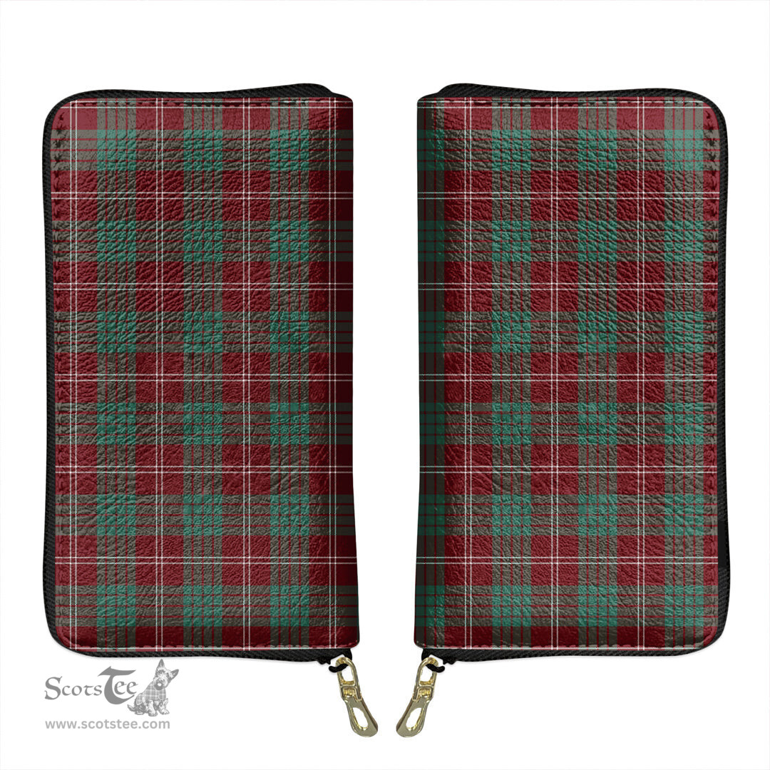 Scottish Crawford Modern Clan Tartan Leather Clutch Purse
