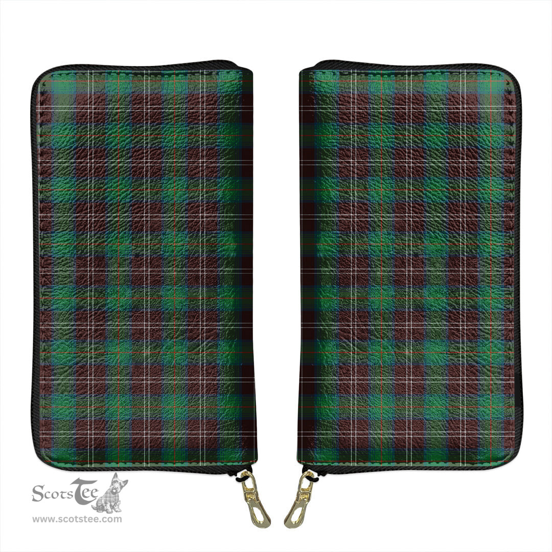 Scottish Chisholm Hunting Ancient Clan Tartan Leather Clutch Purse