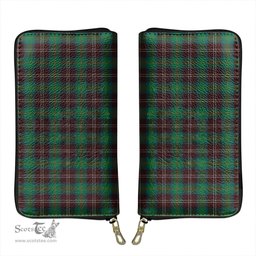 Scottish Chisholm Hunting Ancient Clan Tartan Leather Clutch Purse