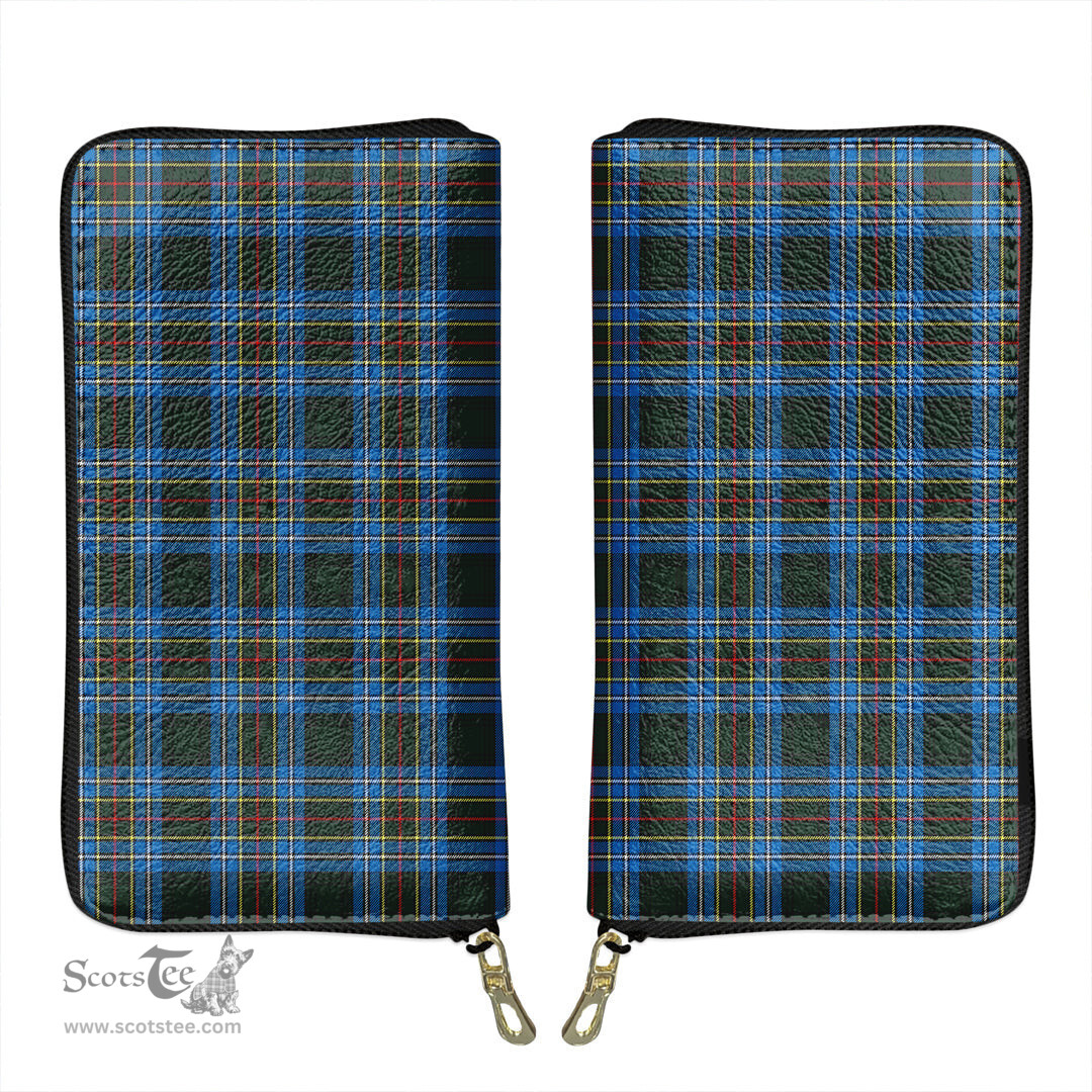 Scottish Cockburn Modern Clan Tartan Leather Clutch Purse