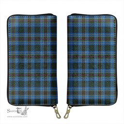 Scottish Cockburn Modern Clan Tartan Leather Clutch Purse