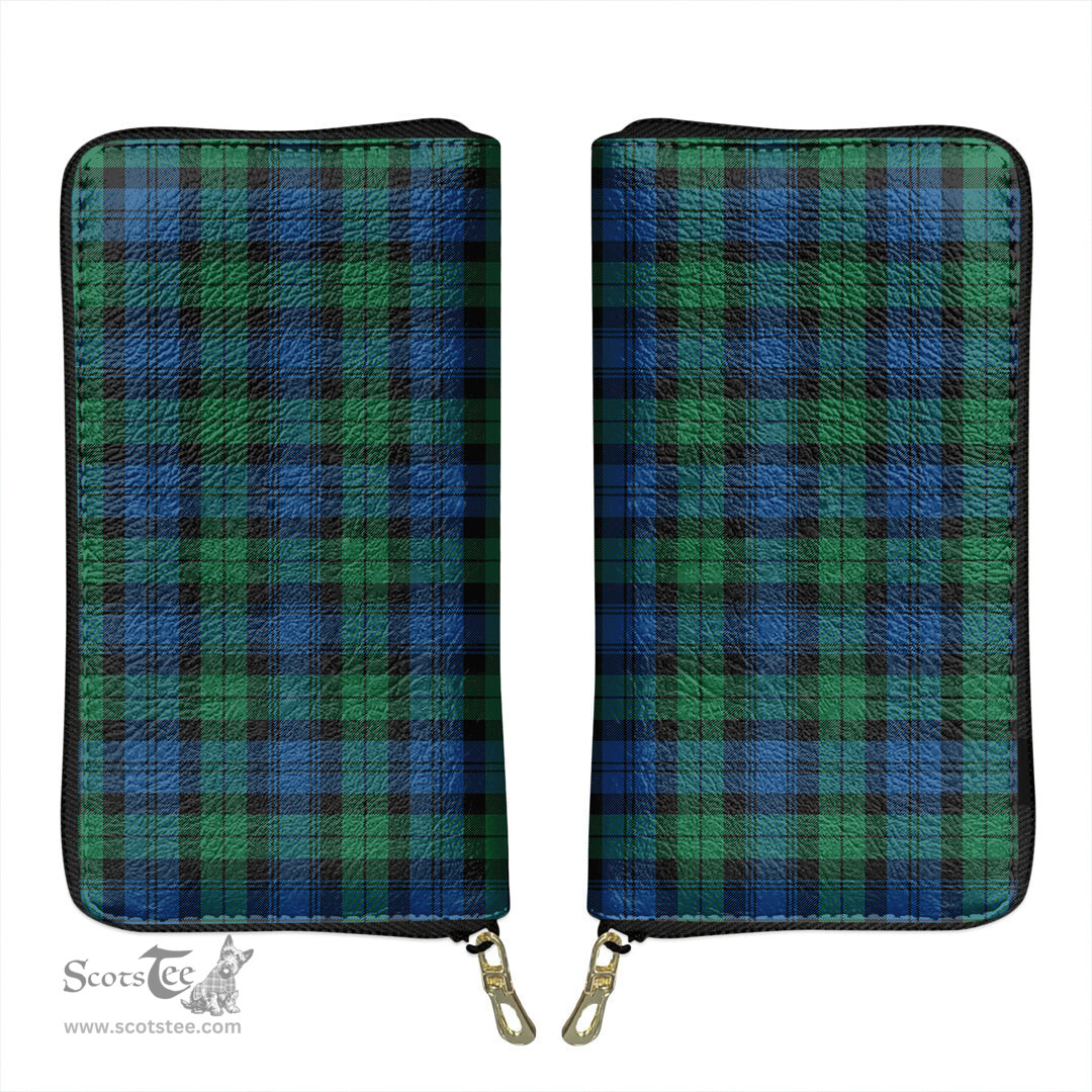 Scottish Blackwatch Ancient Clan Tartan Leather Clutch Purse