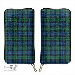 Scottish Blackwatch Ancient Clan Tartan Leather Clutch Purse