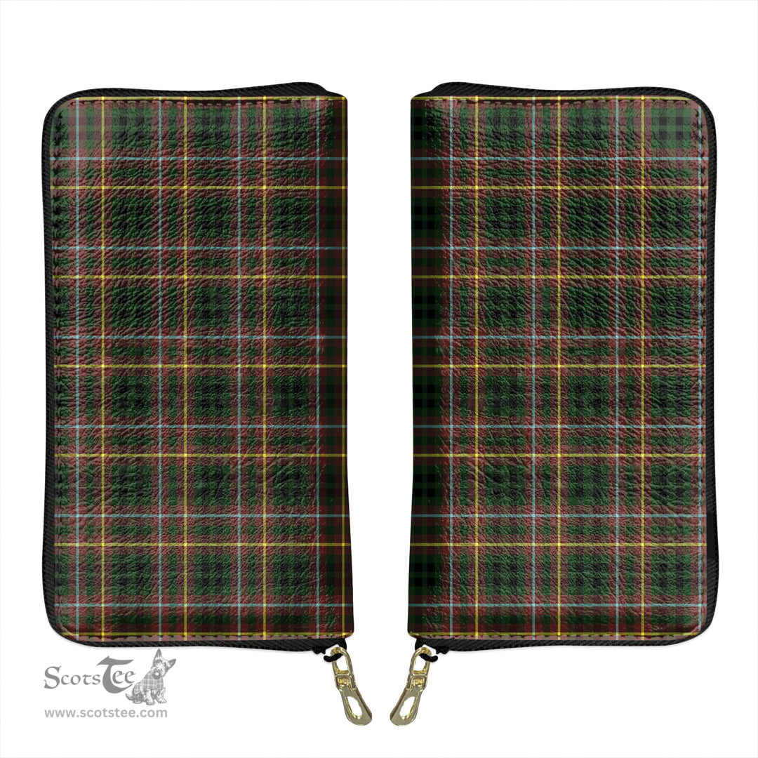 Scottish Buchanan Hunting Clan Tartan Leather Clutch Purse