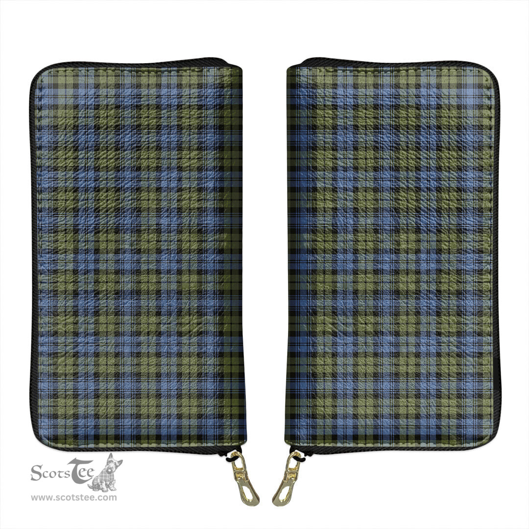 Scottish Campbell Faded Clan Tartan Leather Clutch Purse