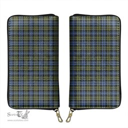 Scottish Campbell Faded Clan Tartan Leather Clutch Purse