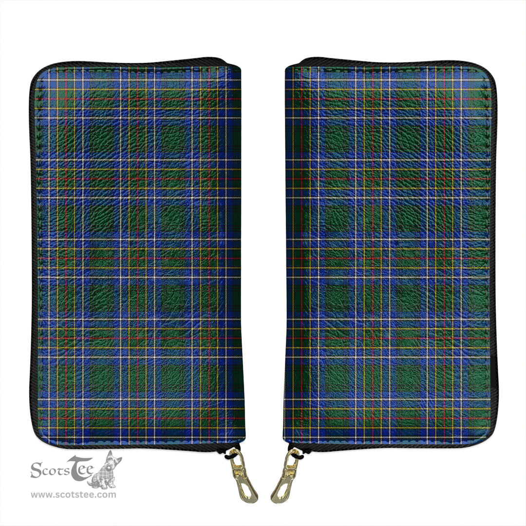 Scottish Cockburn Ancient Clan Tartan Leather Clutch Purse