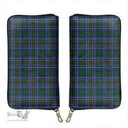 Scottish Cockburn Ancient Clan Tartan Leather Clutch Purse