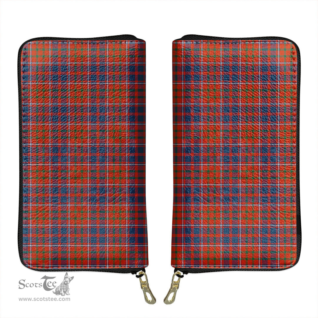 Scottish Cameron of Lochiel Ancient Clan Tartan Leather Clutch Purse