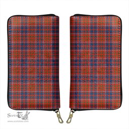 Scottish Cameron of Lochiel Ancient Clan Tartan Leather Clutch Purse