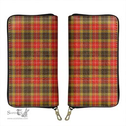 Scottish Buchanan Old Set Weathered Clan Tartan Leather Clutch Purse