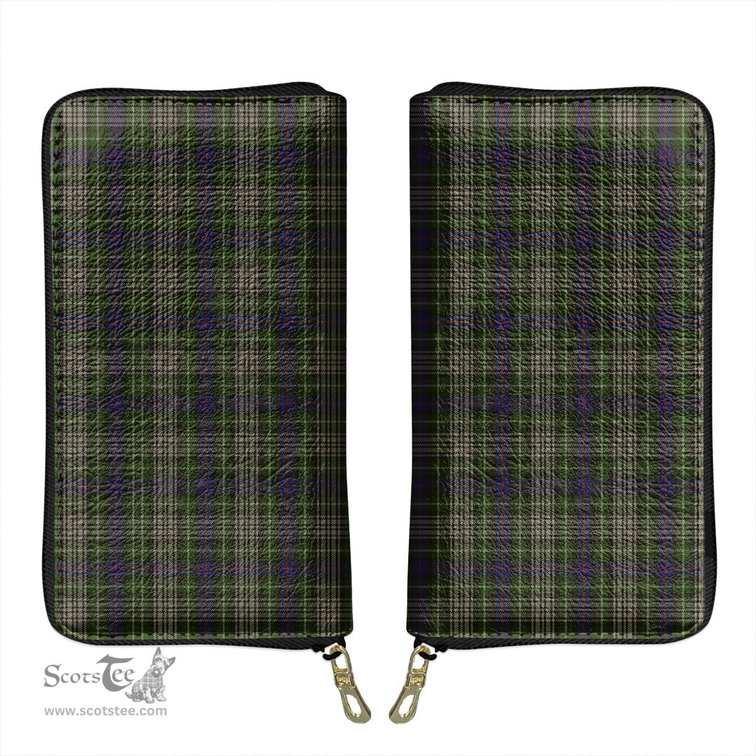 Scottish Davidson Tulloch Dress Clan Tartan Leather Clutch Purse