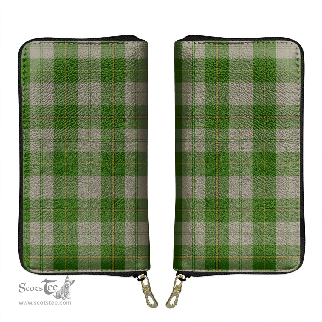 Scottish Cunningham Dress Green Dancers Clan Tartan Leather Clutch Purse