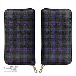 Scottish Clergy Green Clan Tartan Leather Clutch Purse
