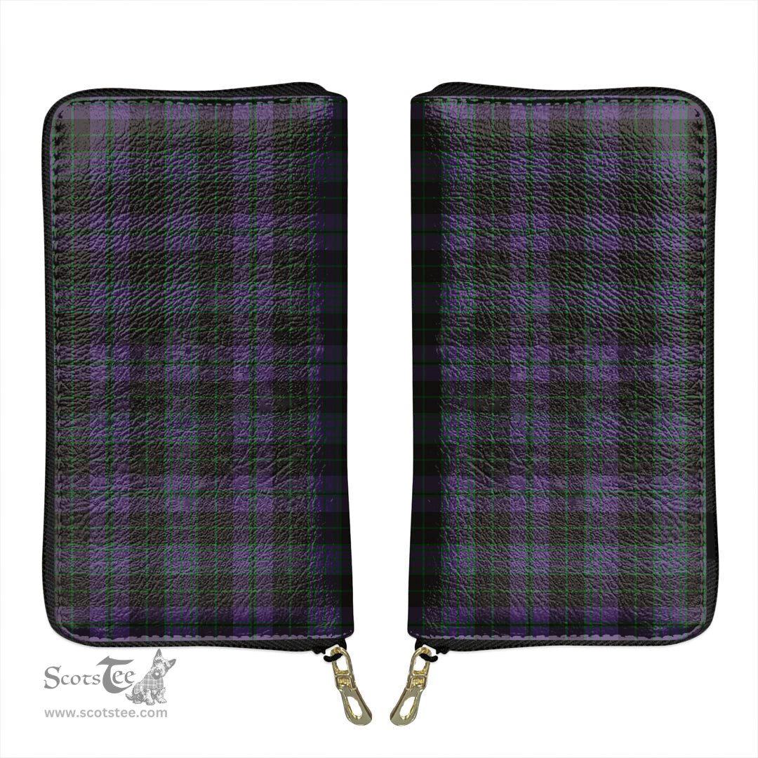 Scottish Clergy Green Clan Tartan Leather Clutch Purse